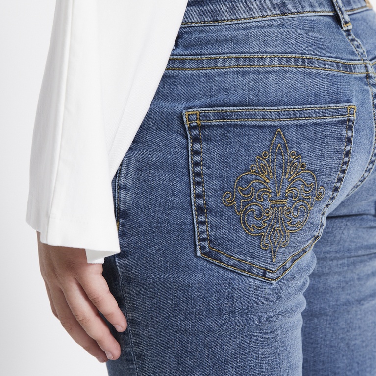 Embroidery flare jeans "Skippy Flare Deco" Blue